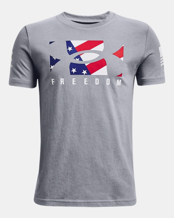Boys' UA Freedom Big Flag Logo T-Shirt, Gray, pdpMainDesktop image number 0